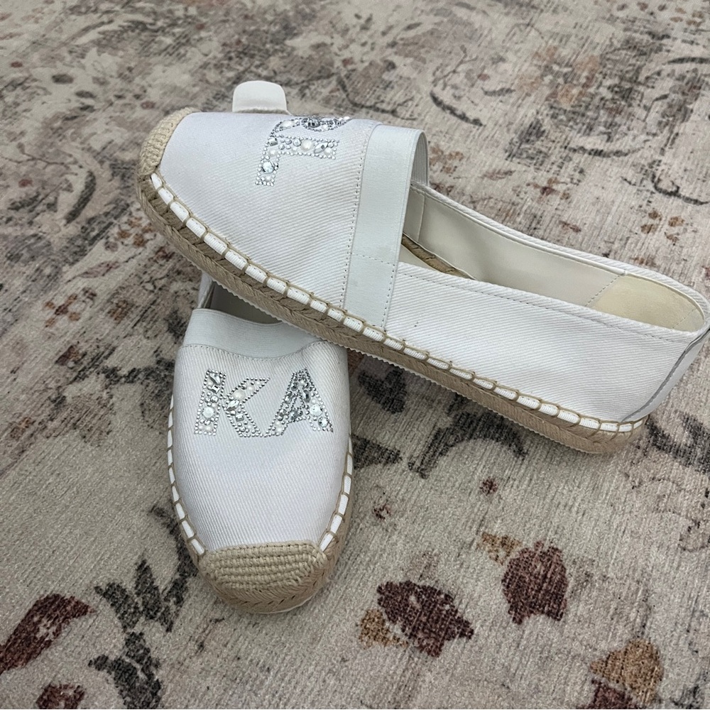 KARL LAGERFELD Paris MANIKA Espadrille Flats Rhinstones Size 11 nwot